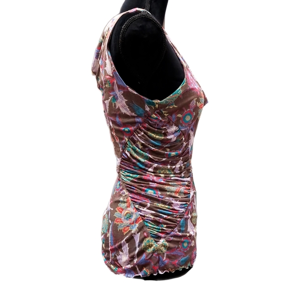 Diane Von Furstenburg Womens Silk Sleeveless Cowl Neck Ruched Sides Top Size SML - Picture 6 of 8